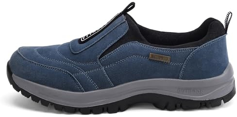 2023 Walking Shoes For Men Outdoor Hiking Orthopedic Shoes With Arch Support Slip On Waterproof Anti-Slip Lightweight Loafers Fashion Low-top Safety Sneakers (Color : Blue, Size : 11.5 UK)