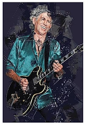 GUyfam Poster Rock-Gitarrist Keith Richards, Leinwandposter, Wandkunst, Dekordruck, Bild Gemälde für Wohnzimmer, Schlafzimmer, Dekoration, 30 x 45 cm, 4 Stück