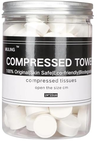 Canned 100 PCS Compressed Towels Portable Mini Compressed Coin Tissue for Travel Sports, Beauty Salon or Home Hand Wipes