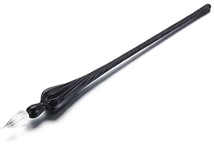 Stylo plume vintage en verre pour calligraphie, remplissage à la main, encre de calligraphie signature (noir)