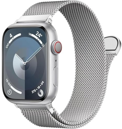 Patented Milanese Loop Compatible with Apple Watch Straps 46mm 38mm 40mm 41mm 42mm 44mm 45mm 49mm for Women Men, Magnetic Bands for iWatch Strap Series 10 9 8 7 6 5 4 3 SE2 SE Ultra2 Ultra
