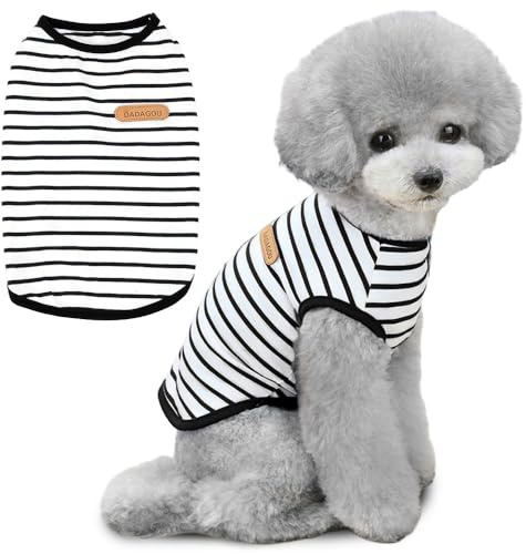 Voarge T-Shirt à Rayures pour Chien, vêtements en Coton Doux pour Chiot, débardeur pour Animal Domestique (Noir, M)