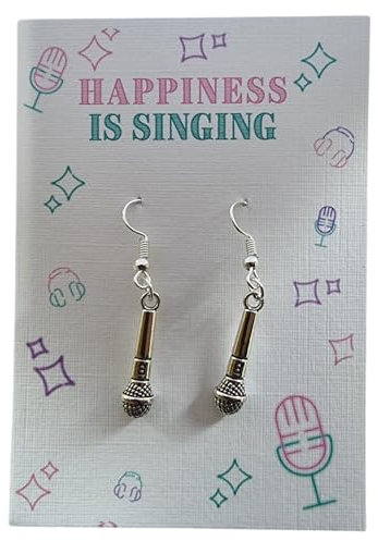 Microphone Earrings - perfect gift for a singer or music lover silver tone dangle earrings