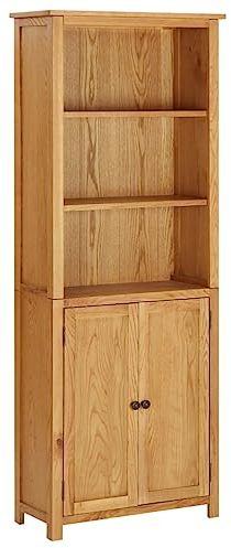Furniture Home Tools Bücherregal mit 2 Türen 70x30x180 cm Massivholz Eiche