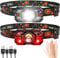 LED Head Torch Rechargeable ,【2 Pack】Super Bright 2000LM Headlamp, 20H Runtime 5+1 Modes Adjustable Headtorch with Motion Sensor, Waterproof Headlight with Red Light for Camping Fishing Cycling Hiking