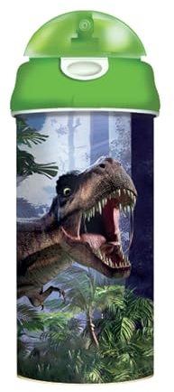 3D LiveLife Drinking Bottle - T-Rex Scene from Deluxebase. 3D Lenticular Dinosaur Water Bottle with Straw. 600ml kids drinks bottle with original artwork from renowned artist, David Penfound