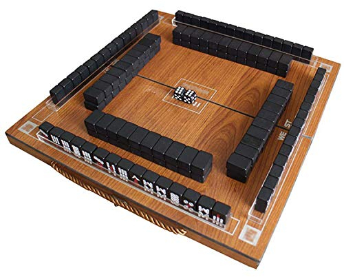 LNNW Chinesisches Schach Mini Mahjong Set Würfel Melamin Reisen Klappaufbewahrungsbox Portable Multiplayer Board Spiel Unterhaltung Casual Party Aktivitäten Spiel Brettspiel(Color:Black)