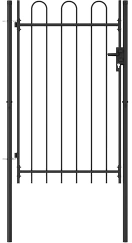 Sufrk Eintüriges Tor mit Bögen aus Stahl, 1 x 1,5 m, schwarz, Gartentor, Gartentor, aus verzinktem Stahl, robust und langlebig