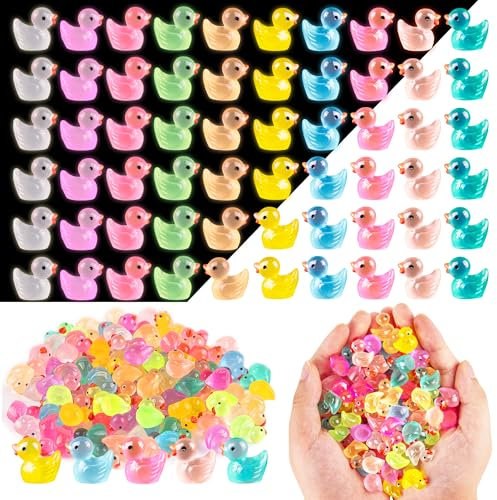 Aopskumd 120 Stück Mini Harz Enten,12 Farben Mini Enten,Mini Kleine Figuren,DIY Kleine Enten Schmücken,Leuchtend Mini Ducks,Mini Enten für Aquarium,Miniaturgarten,Garten Landschaft,Bonsai
