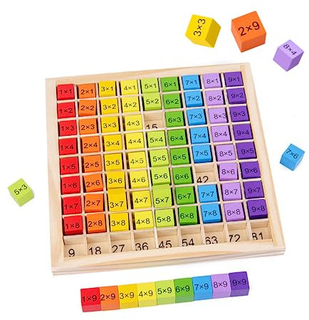Multiplikationsbrett Spiel, Multiplikationstafel Holz, 1x1 Lernen Spiel für Grundschüler, Holz Multiplikation Brettspiel, 1x1 Hölzerne Einmaleins Board, Schule Einschulung Geschenk für Kinder
