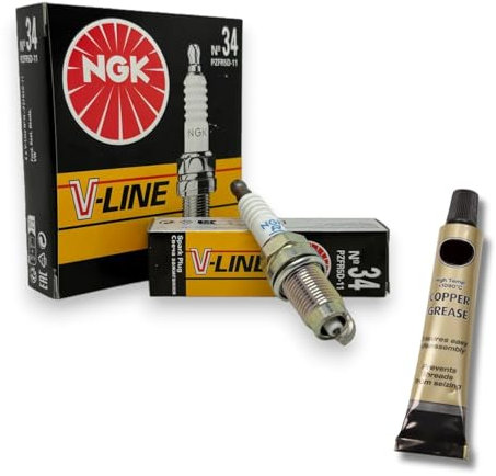 4x Zündkerzen V-Line passt für VW Fox 1.4 55kW Bj. 2005-2011 + Kupferfett