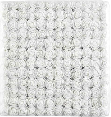 144 Stück Kunst Blumen zum Basteln, Klein Künstlich Blumen, Mini Gefälschte Rosen Blumen für Hochzeit Braut Haarspangen Stirnbänder Dekoration Zubehör Herstellung DIY, 2.5CM Blumenköpfe (Weiß)