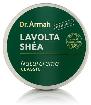 Dr. Armah - Lavolta Shéa - Naturcreme Classic - Hautcreme aus 100% Sheabutter mit Vitamin E für intensive Feuchtigkeit - Creme für trockene & sensible Haut - Ideal für Gesicht & Körper - 225 ml