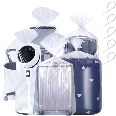 ZHYOPING Large Clear Plastic Bags 39×47 (100×120cm), 5PCS Extra Large Clear Storage Bag, 100μm Waterproof Polythene Bag with Cable Ties for Loft, Suitcase, Toys, Luggage, Bedding, Comforter, Chair