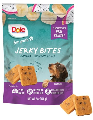 Dole for Pets Fruit Jerky Bites Dog Treats, Banana and Dragon Fruit, 6oz | Flavored with Real Fruits, No Wheat, Corn, Soy, Artificial Flavors, Colors, or Preservatives