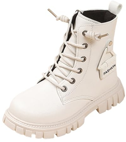 Scarpe per bambini Comodi Stivali corti con suole morbide alla moda all'aperto in velluto caldo principessa stivali in pelle stivaletti bambini, bianco, 28.5 EU X-Stretta