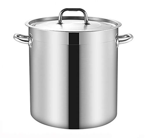 Generisch Suppentopf, 20-70L, Gewerbe, Suppentopf aus Edelstahl 304, Schmortopf/Ölaufbewahrungseimer mit Deckel für Gasherd/Induktionsherd,20L