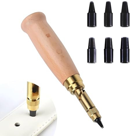 6-Teiliges Automatische Lochstanzer,Leder Locher Automatische,Locher Zum Nähen Leder Papierhandwerk,Schrauben-Locher,Zum Nähen,Leder,Basteln,Papier (1,5 Mm, 2 Mm, 2,5 Mm, 3 Mm, 3,5 Mm, 4 Mm)