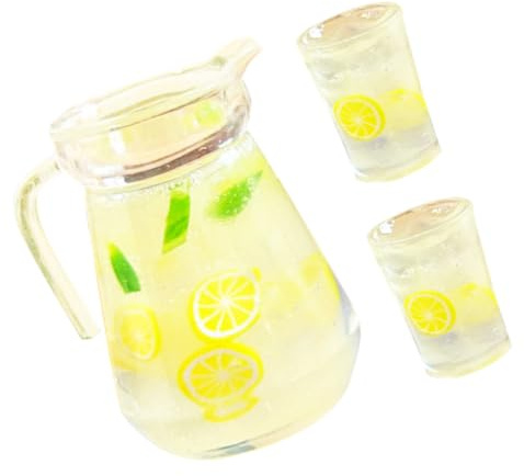 HEMOTON Miniature Jug Set for Dollhouse Realistic Resin Drinks Jug Glasses Dollhouse Kitchen Accessories