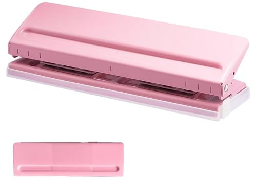 6 Fach Locher, Verstellbarer 6 Loch Büro Locher, Büro Binder Puncher, Desktop Punch, für A3, A4, A5, B3, B4, B5 Papier, 6 Blatt Stanzkapazitä, für Tagesplaner, Agenda, Binder Nachfüllseiten, Rosa