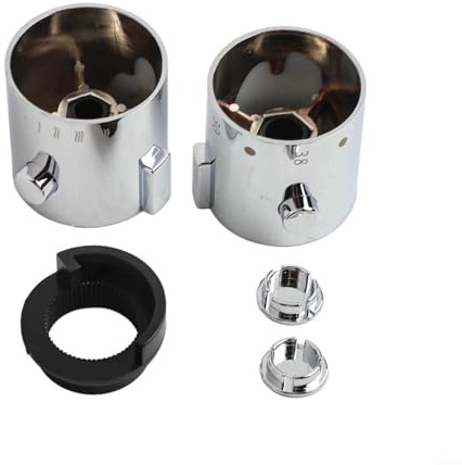 Thermostat-Duschgriff für Dusche, Chrom, Ersatzteil mit Madenschraube und Endkappe, 40 mm Länge, 40 mm Durchmesser, 1 Paar