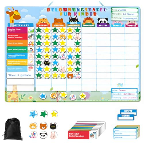 Willingood Belohnungstafel für Kinder, 100 Aufgaben & 360 Belohnungen, Verantwortung Unabhängige Entwicklung, Magnetischer Aufgabenplaner, Wochenplaner für Zuhause Schule