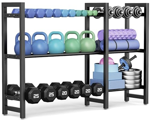 Dumbbell Rack 3-Tier 50 Inch Metal Weight Stand Holder Adjustable Spacing Dumbbell Storage For Home Gym Storage (Rack Only)