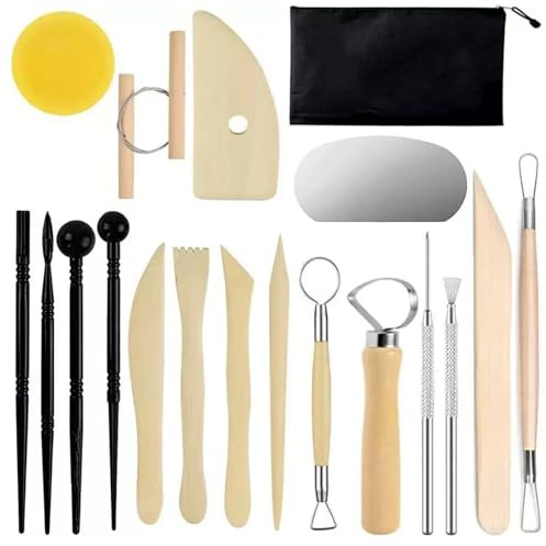19 Pcs Polymer Clay Tools, Pottery Tools, Modeling Clay Tools Set, Clay Sculpting Tools for Carving, Pottery Ceramics Sculpture, Craft Projects
