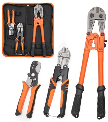 3-Piece Bolt Cutter Pliers Set,14 Heavy Duty & 8 Mini Bolt Cutter,7 Wire Cable Cutter,Ergonomic Handle,More Efficient Leverage for Cutting Locks,Chains,Iron Wire (3Piece)