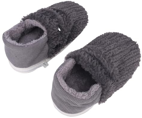 POENVFPO USB-beheizte Schuhe für Damen und Herren, Plüsch-Hausschuhe mit Elektrischer Heizung, Rutschfester Sohle und 5 Temperatureinstellungen für den Innen- und Außenbereich (Grey)