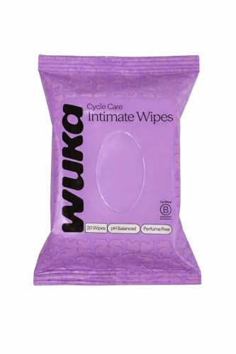 WUKA Cycle Care Intimate Wipes 20 Wipes | Biodegradable pH balanced intimate wipes for sensitive skin, perfume free and moisture infused, 20 wipes