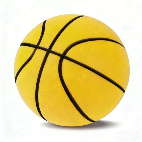 BOUFEIDA Silent Basketball, Lautlose Basketball, Schaumstoffball Für Das Training im Raum, Lightweight Training Ball-Größe 7 (24 cm/9,4 Zoll) (Gelb, 24CM)