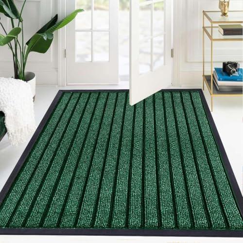 B&B Doormats, Door Mats Outdoor Indoor, Non Slip mat Entrance Rug, Indoor Floor Mat, Dirt Trapper Door Mat Outdoor Mat for patio, Multi Purpose Doormats (Green, 120 x 150 cm - Area Rug)