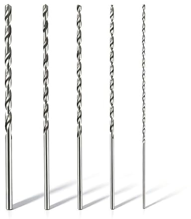 5 Pièces Forets Hélicoïdaux Extra Longs, Jeu de Forets à Bois HSS 150mm pour Plaque Plastique Acier - 2mm 3mm 3.5mm 4mm 5mm Queue Droite