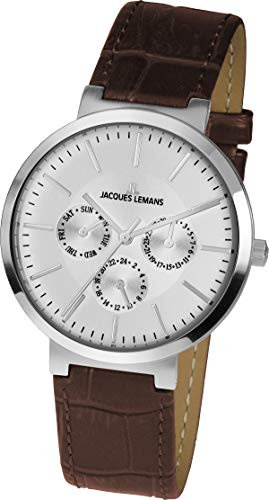JACQUES LEMANS Damenuhr Milano Lederarmband massiv Edelstahl 1-1950B
