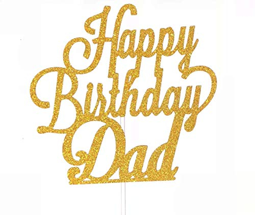 AILEXI Handgefertigte 1 GRAF Alles Gute zum Geburtstag Glitter Kuchen Dekorieren Topper - Happy Birthday Dad Gold