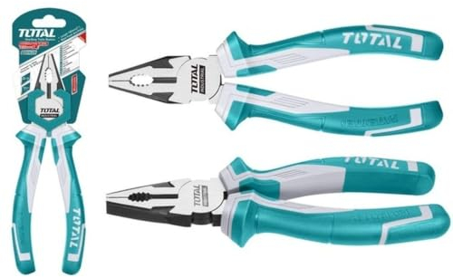 TOTAL - Universalzange | 200 mm | Schneiden, Halten, Biegen und Verdrehen | Für Bau-, Reparatur- oder Mechanikarbeiten | Hergestellt aus Chrom-Vanadium | Bimaterialgriff