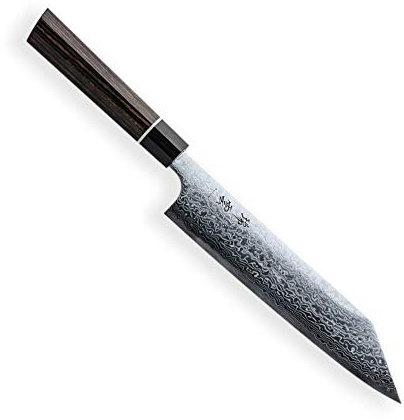 Kanetsugu Zuiun KIRITSUKE/KOCHMESSER - Küchenmesser, Chefmesser, Fleischmesser, Allzweckmesser & Japanischer SG2 Pulverstahl & 62 Schichten Damaststahl & 7-Eckige Pakka-Holz Griff, Klinge 210 mm