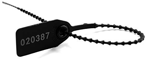 Lot de 100 attaches de sécurité numérotées en plastique pour extincteurs 250 mm de long (Noir)