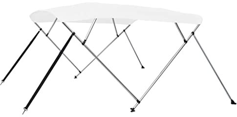 vidaXL Toldo Bimini de 4 Arcos para Barco Embarcación de Recreo Antimoho Correas de Nailon Ajustables Parasol de Lona Blanco 243x210x137 cm