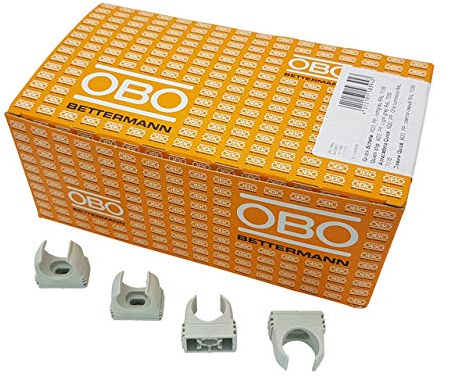 200x OBO Bettermann M20 Quick-Schellen | Klemmschelle | Rohrschelle | anreihbar | lichtgrau | 20mm | 200 Stück