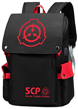 WANHONGYUE SCP Anime Cosplay Schultasche Schulrucksack 15,6 Zoll Laptop Rucksack mit USB-Ladeanschluss / 1