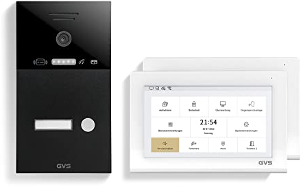 GVS - IP Video Türsprechanlage mit Türöffner, HD Kamera, 2X 7 Zoll Monitor & App - Smarte Video Türklingel mit Kamera & Gegensprechanlage für 1 Familienhaus (AVS1314A)