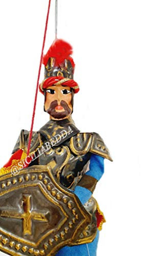 sicilia bedda - Paladino Siciliano Realizzato a Mano in Ottone e Legno - Alta Qualità (Altezza 25 CM, Carlo Magno)