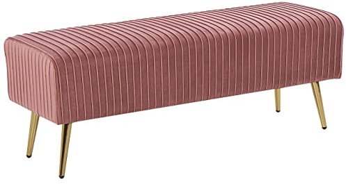 Beliani Bank Sitzhocker aus Samtstoff in Rosa Elegantes Design Paterson