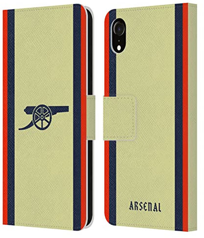 Head Case Designs Licenciado Oficialmente Arsenal FC Lejos Kit de Escudo 2021/22 Carcasa de Cuero Tipo Libro Compatible con Apple iPhone XR