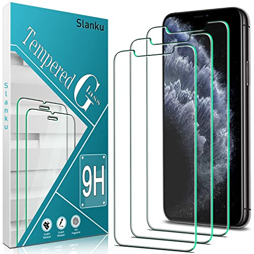 Slanku 3 Pack Screen Protector for iPhone 11 Pro Max, iPhone XS Max, 6.5-inch, 9H Tempered Glass Film, Full Coverage, Anti Scratch, Case Friendly, NO Bubble