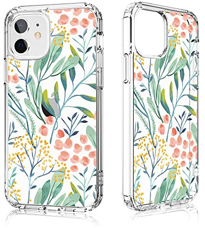 Losvick iPhone 12 Case, iPhone 12 Pro Case, Floral Flower Transparent Design Pattern Hybrid Back Hard PC + Shockproof TPU Bumper Case iPhone 12/12 Pro - 6.1 Inch - Bell Flower