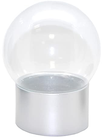 Snowglobe for You | Bastelset DIY Schneekugel mit 1 x Schnee | Do it Yourself mit Glaskugel und Polyresinsockel Silber | 100mm Durchmesser 120 mm Höhe | individuell Schüttelkugel Glitzerkugel | 40071