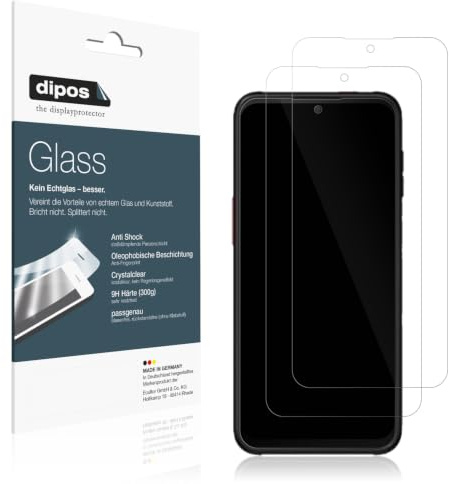 dipos 2x Displayschutzfolie 9H klar für Samsung Galaxy XCover 6 Pro | Bricht und splittert nicht, kein Echtglas, Anti-Shock, passt perfekt, kratzfest, blasenfrei, hüllenfreundlich, selbstklebend